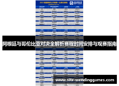 阿根廷与哥伦比亚对决全解析赛程时间安排与观赛指南